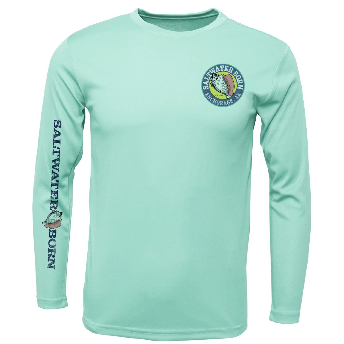 Anchorage, AK Northern Lights Whale Tail Boy's Long Sleeve UPF 50+ Dry-Fit Shirt