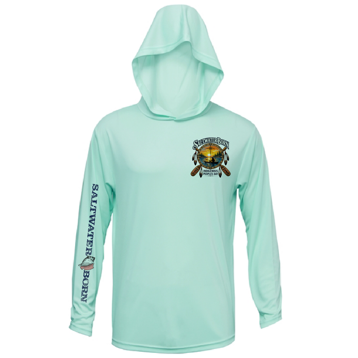 Indigenous People's Day Sunset Paddle Men's Long Sleeve UPF 50+ Dry-Fit Hoodie