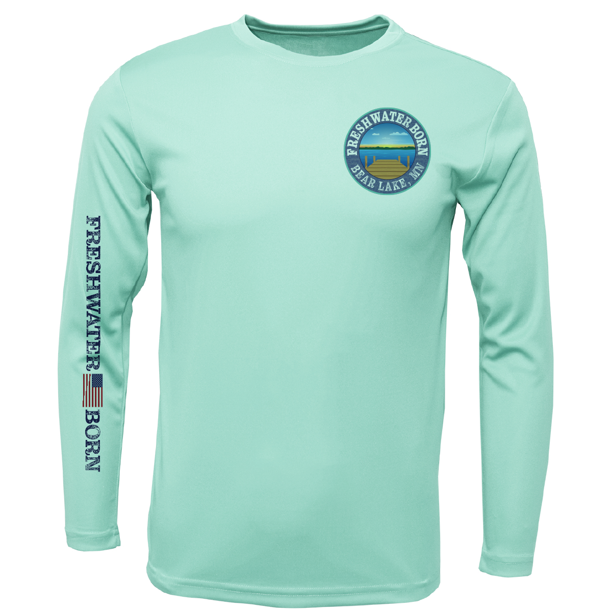 Bear Lake, MN Freshwater Born State Flag Men's Long Sleeve UPF 50+ Dry-Fit Shirt