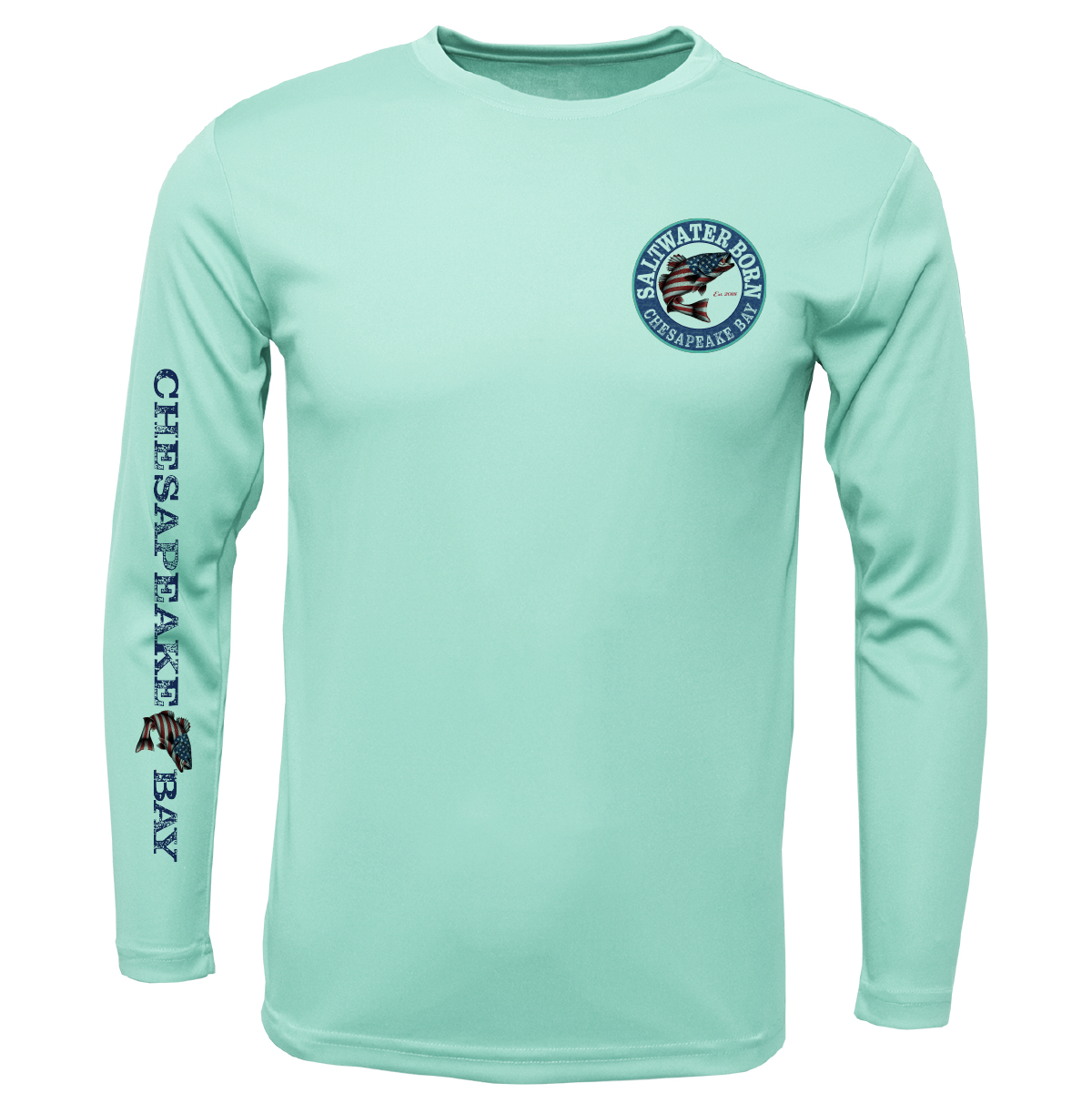 Chesapeake Bay USA Rockfish Men's Long Sleeve UPF 50+ Dry-Fit Shirt