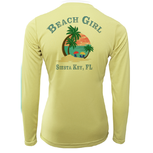 Siesta Key Beach Girl Women's Long Sleeve UPF 50+ Dry-Fit Shirt