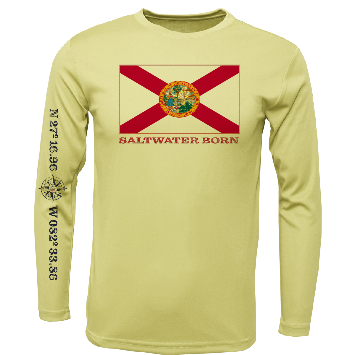 Siesta Key, FL Florida Flag Long Sleeve UPF 50+ Dry-Fit Shirt