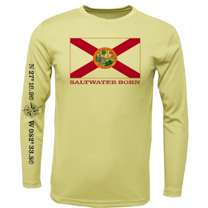 Siesta Key, FL Florida Flag Long Sleeve UPF 50+ Dry-Fit Shirt