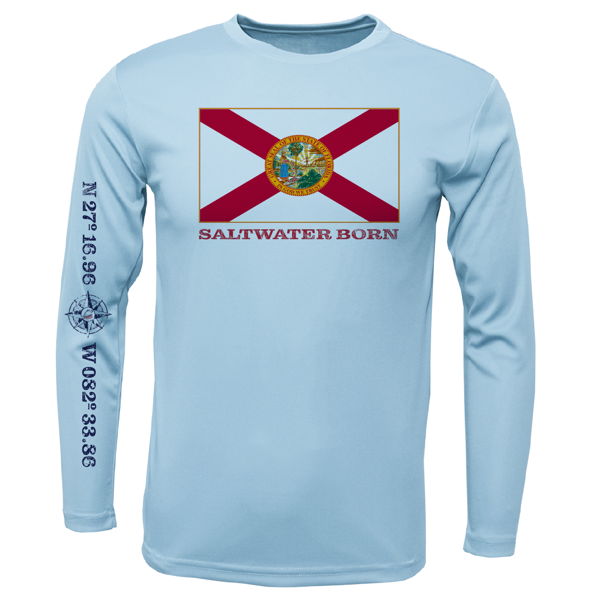 Siesta Key, FL Florida Flag Long Sleeve UPF 50+ Dry-Fit Shirt