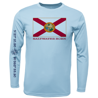 Siesta Key, FL Florida Flag Long Sleeve UPF 50+ Dry-Fit Shirt