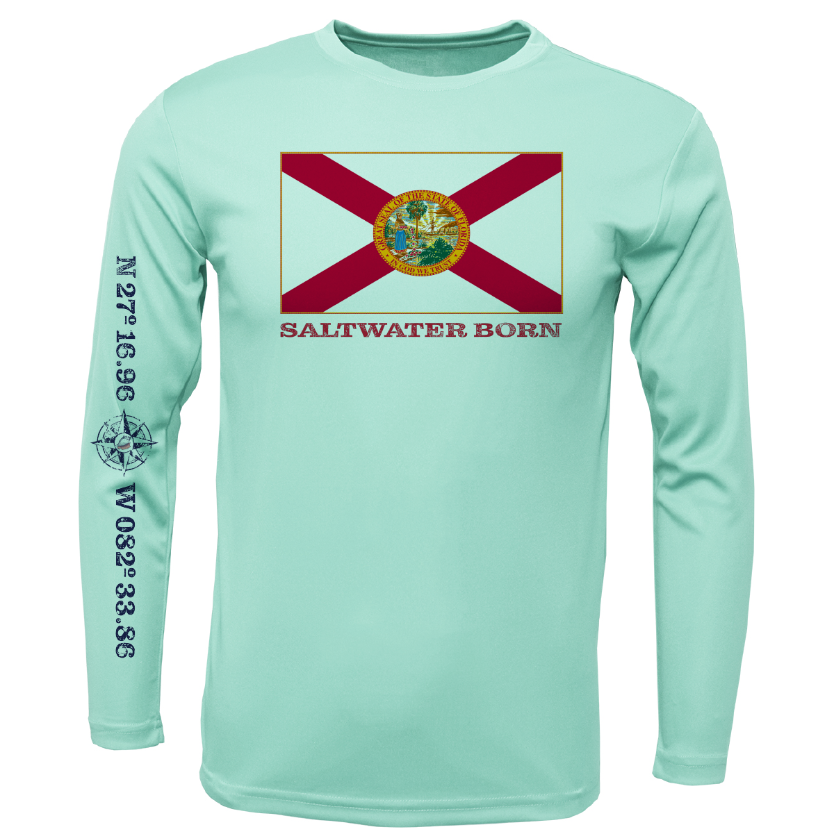 Siesta Key, FL Florida Flag Long Sleeve UPF 50+ Dry-Fit Shirt