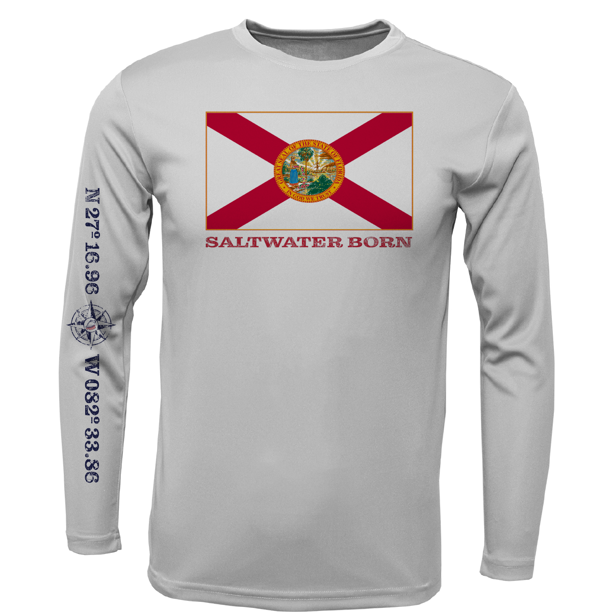 Siesta Key, FL Florida Flag Long Sleeve UPF 50+ Dry-Fit Shirt