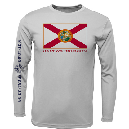 Siesta Key, FL Florida Flag Long Sleeve UPF 50+ Dry-Fit Shirt