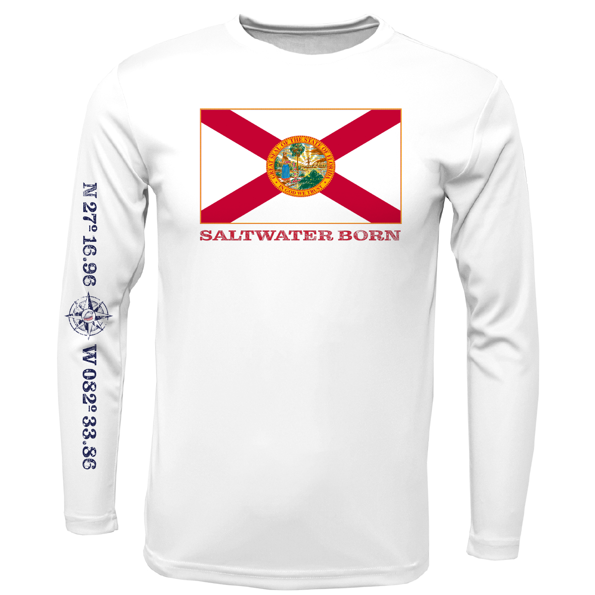 Siesta Key, FL Florida Flag Long Sleeve UPF 50+ Dry-Fit Shirt