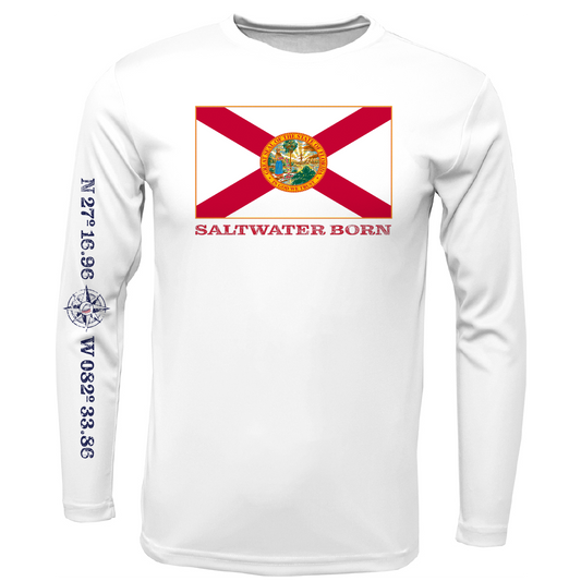 Siesta Key, FL Florida Flag Long Sleeve UPF 50+ Dry-Fit Shirt