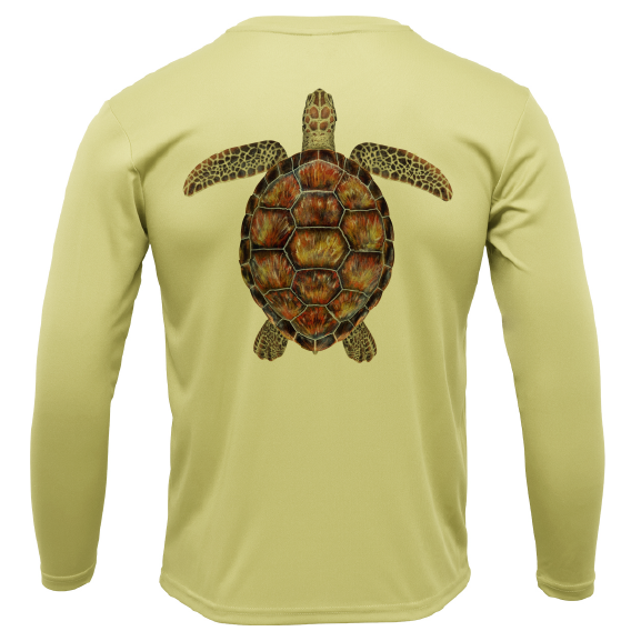 Siesta Key, FL Realistic Turtle Men's Long Sleeve UPF 50+ Dry-Fit Shirt