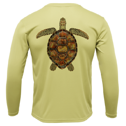 Siesta Key, FL Realistic Turtle Men's Long Sleeve UPF 50+ Dry-Fit Shirt
