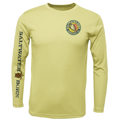 Siesta Key, FL Realistic Turtle Men's Long Sleeve UPF 50+ Dry-Fit Shirt
