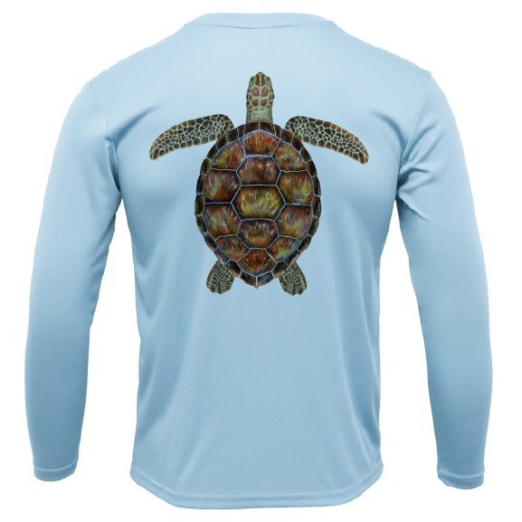 Siesta Key, FL Realistic Turtle Men's Long Sleeve UPF 50+ Dry-Fit Shirt