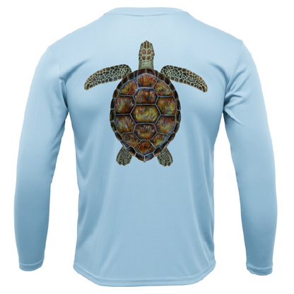 Siesta Key, FL Realistic Turtle Men's Long Sleeve UPF 50+ Dry-Fit Shirt
