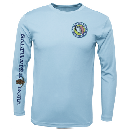 Siesta Key, FL Realistic Turtle Men's Long Sleeve UPF 50+ Dry-Fit Shirt