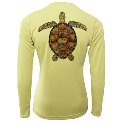 Siesta Key Realistic Turtle Women's Long Sleeve UPF 50+ Dry-Fit Shirt