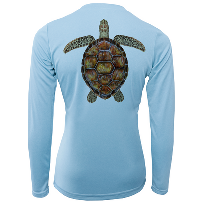 Siesta Key Realistic Turtle Women's Long Sleeve UPF 50+ Dry-Fit Shirt