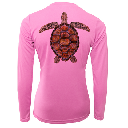 Siesta Key Realistic Turtle Women's Long Sleeve UPF 50+ Dry-Fit Shirt