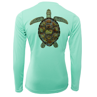 Siesta Key Realistic Turtle Women's Long Sleeve UPF 50+ Dry-Fit Shirt