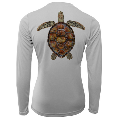 Siesta Key Realistic Turtle Women's Long Sleeve UPF 50+ Dry-Fit Shirt