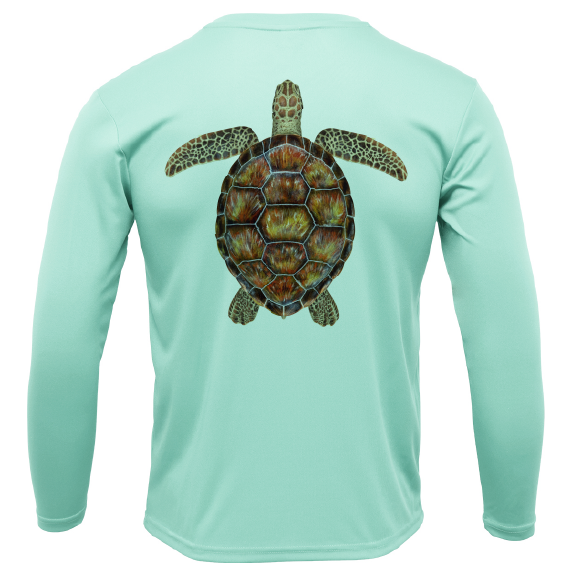 Siesta Key, FL Realistic Turtle Men's Long Sleeve UPF 50+ Dry-Fit Shirt