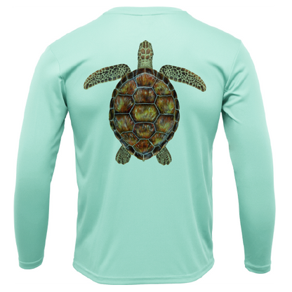 Siesta Key, FL Realistic Turtle Men's Long Sleeve UPF 50+ Dry-Fit Shirt