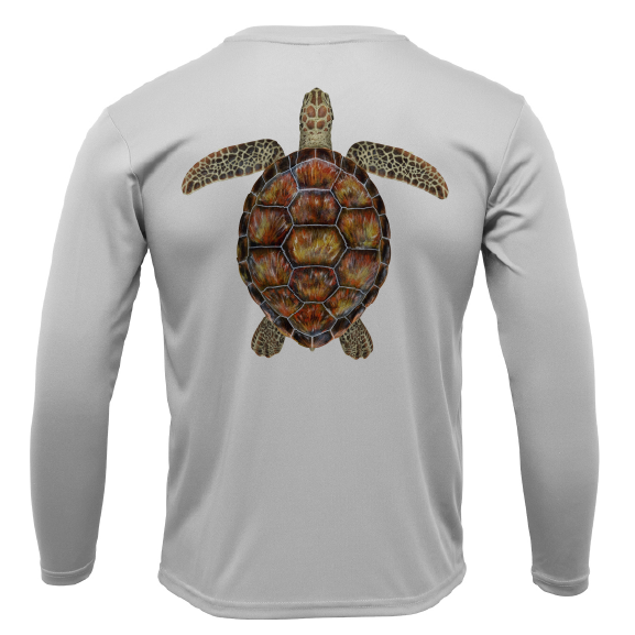 Siesta Key, FL Realistic Turtle Men's Long Sleeve UPF 50+ Dry-Fit Shirt