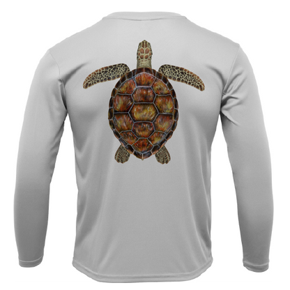 Siesta Key, FL Realistic Turtle Men's Long Sleeve UPF 50+ Dry-Fit Shirt