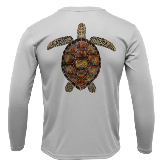 Siesta Key, FL Realistic Turtle Men's Long Sleeve UPF 50+ Dry-Fit Shirt