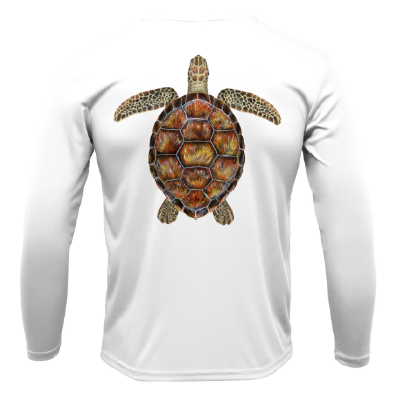 Siesta Key, FL Realistic Turtle Men's Long Sleeve UPF 50+ Dry-Fit Shirt