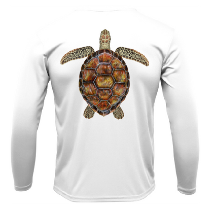 Siesta Key, FL Realistic Turtle Men's Long Sleeve UPF 50+ Dry-Fit Shirt