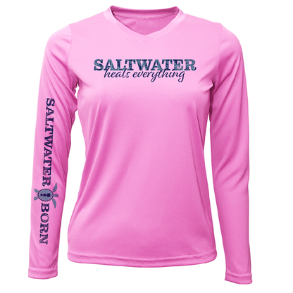 Siesta Key, FL "Saltwater Heals Everything" Women's Long Sleeve UPF 50+ Dry-Fit Shirt