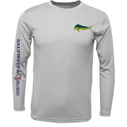 Key West, FL Mahi on Chest Boy's Long Sleeve UPF 50+ Dry-Fit Shirt