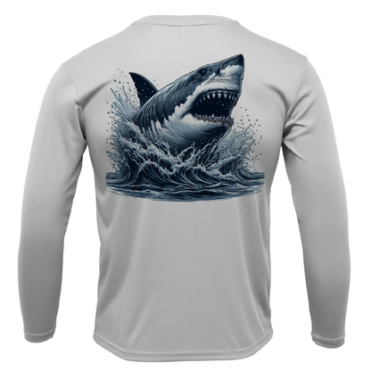 Cape Cod, MA Jaws Girl's Long Sleeve UPF 50+ Dry-Fit Shirt