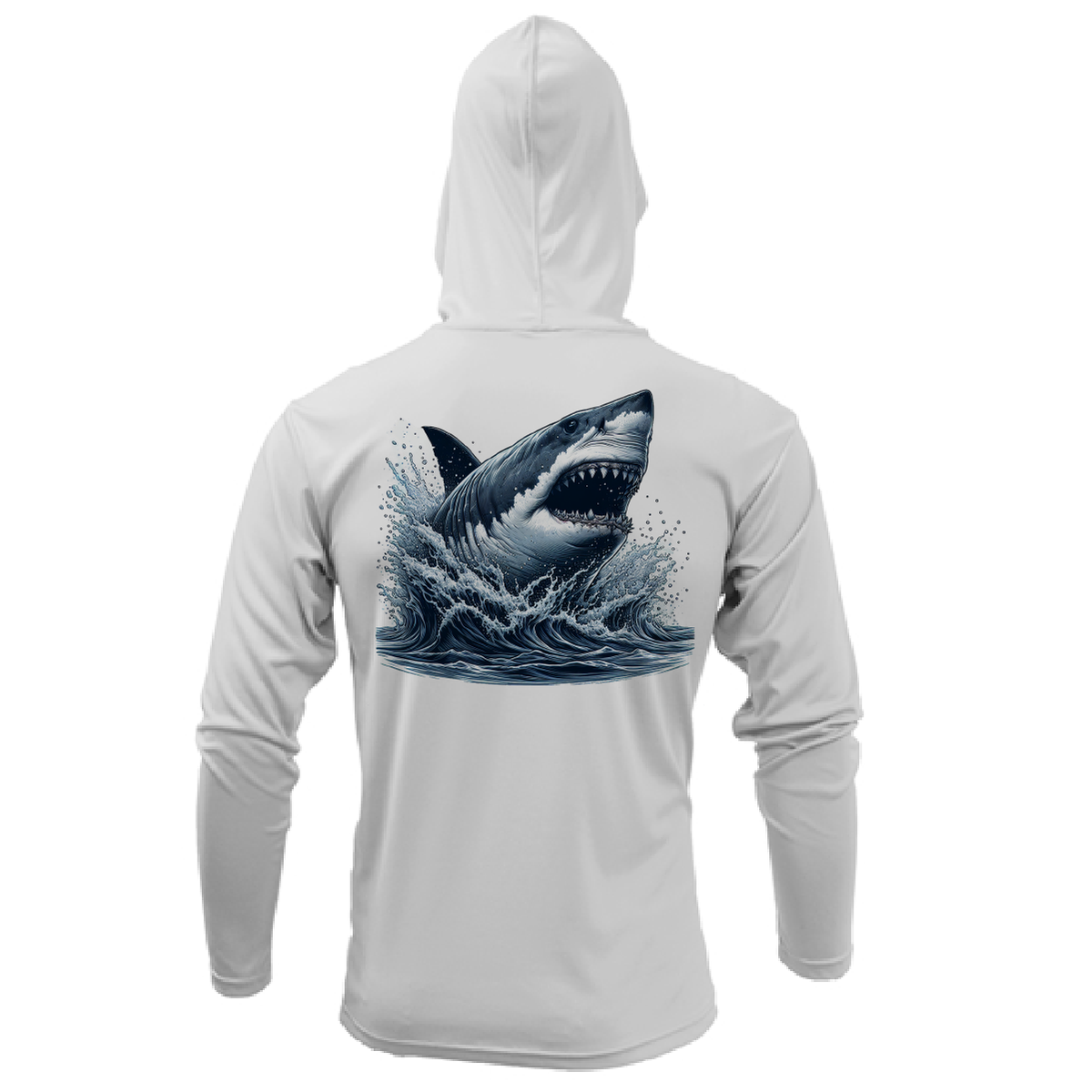Cape Cod, MA Jaws Boy's Long Sleeve UPF 50+ Dry-Fit Hoodie