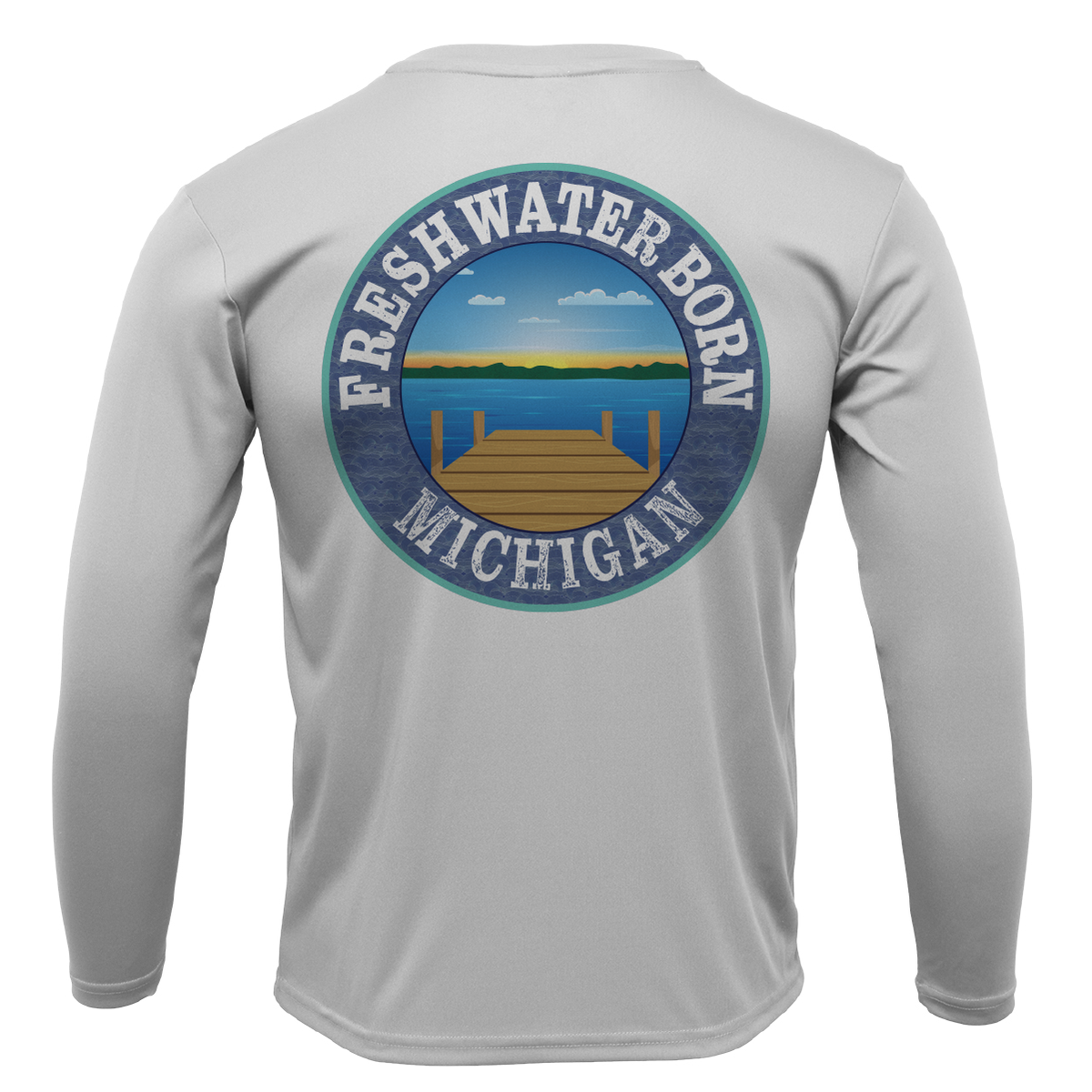 Michigan USA Freshwater Born Boy's Long Sleeve UPF 50+ Dry-Fit Shirt