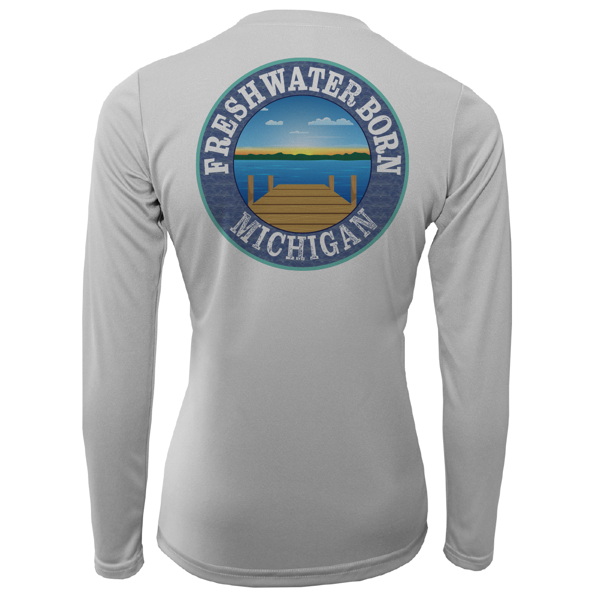 Michigan Freshwater Born Linear Logo Women's Long Sleeve UPF 50+ Dry-Fit Shirt