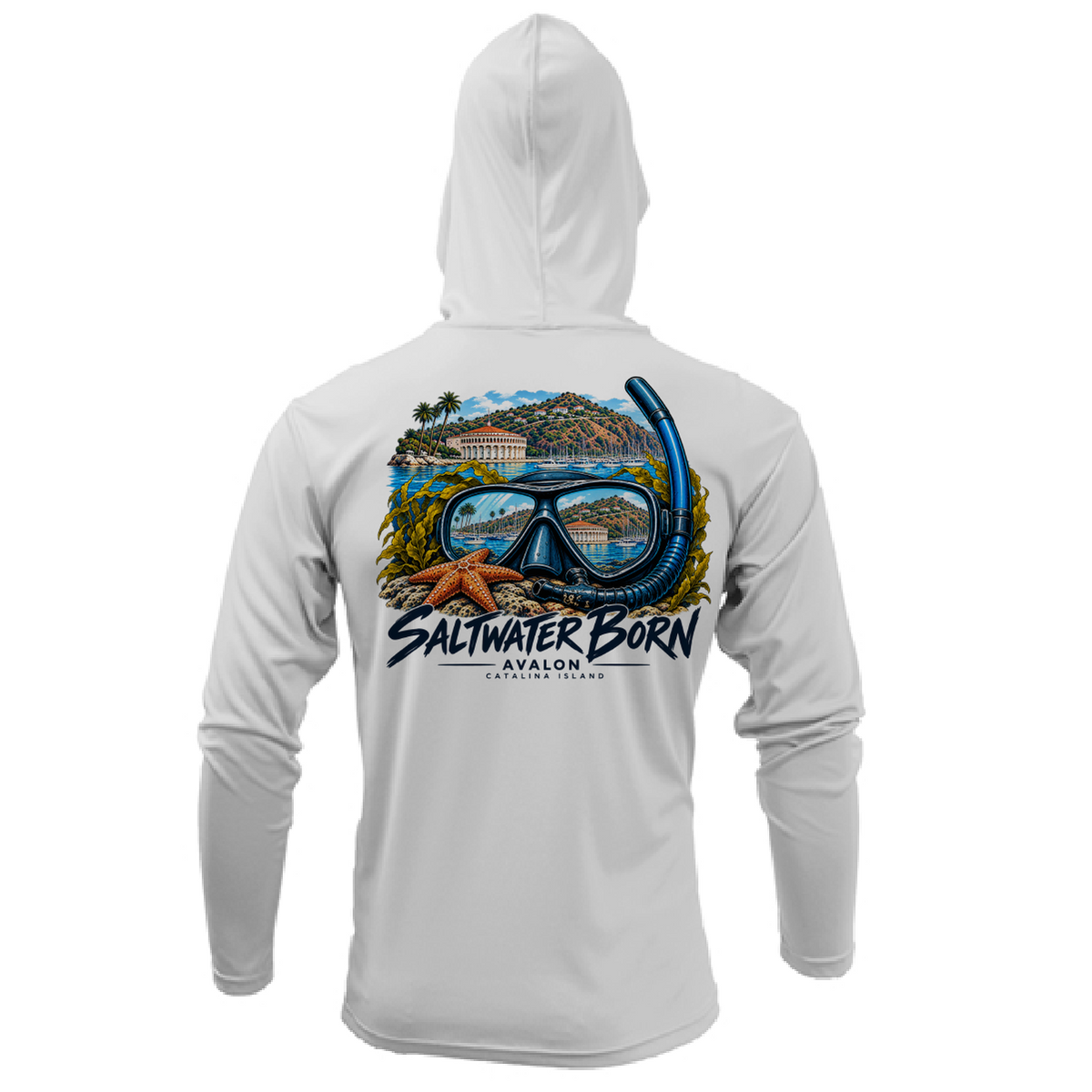 Avalon, CA Saltwater Adventure Men's Long Sleeve UPF 50+ Dry-Fit Hoodie