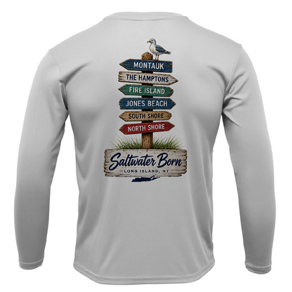 Long Island, NY Signs Men's Long Sleeve UPF 50+ Dry-Fit Shirt