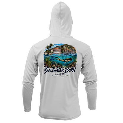 Avalon, CA Snorkeler Men's Long Sleeve UPF 50+ Dry-Fit Hoodie