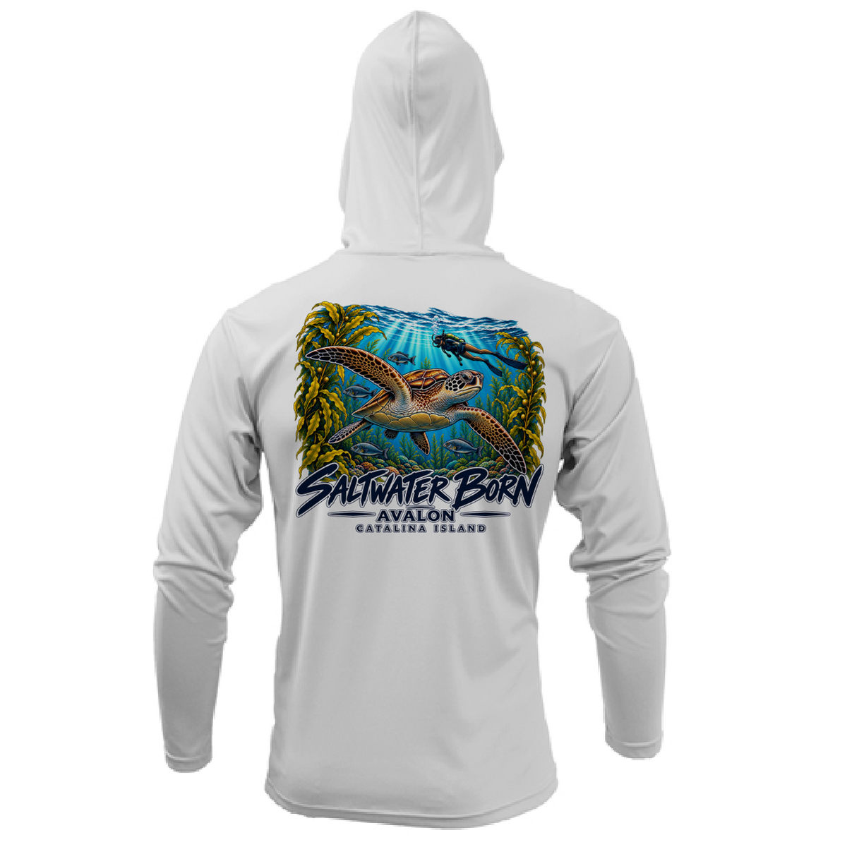 Avalon, CA Turtle Men's Long Sleeve UPF 50+ Dry-Fit Hoodie