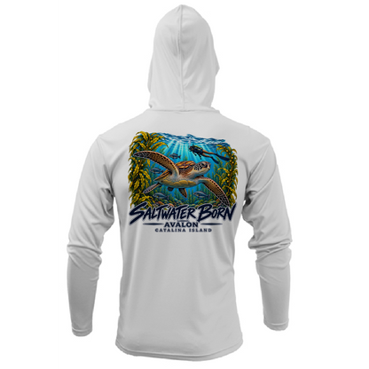 Avalon, CA Turtle Men's Long Sleeve UPF 50+ Dry-Fit Hoodie