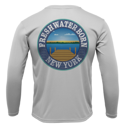 New York Freshwater Born Linear Logo Men's Long Sleeve UPF 50+ Dry-Fit Shirt