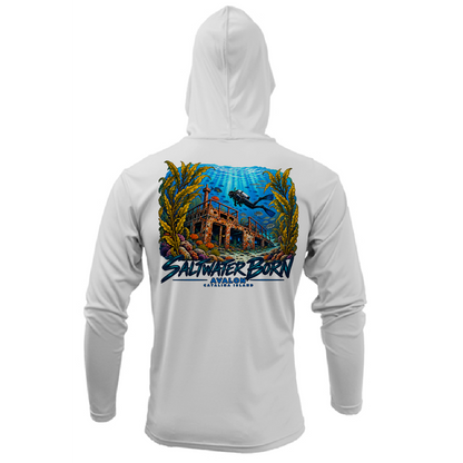 Avalon, CA Shipwreck Dive Men's Long Sleeve UPF 50+ Dry-Fit Hoodie