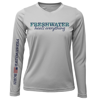 Texas "Freshwater Heals Everything" Women's Long Sleeve UPF 50+ Dry-Fit Shirt