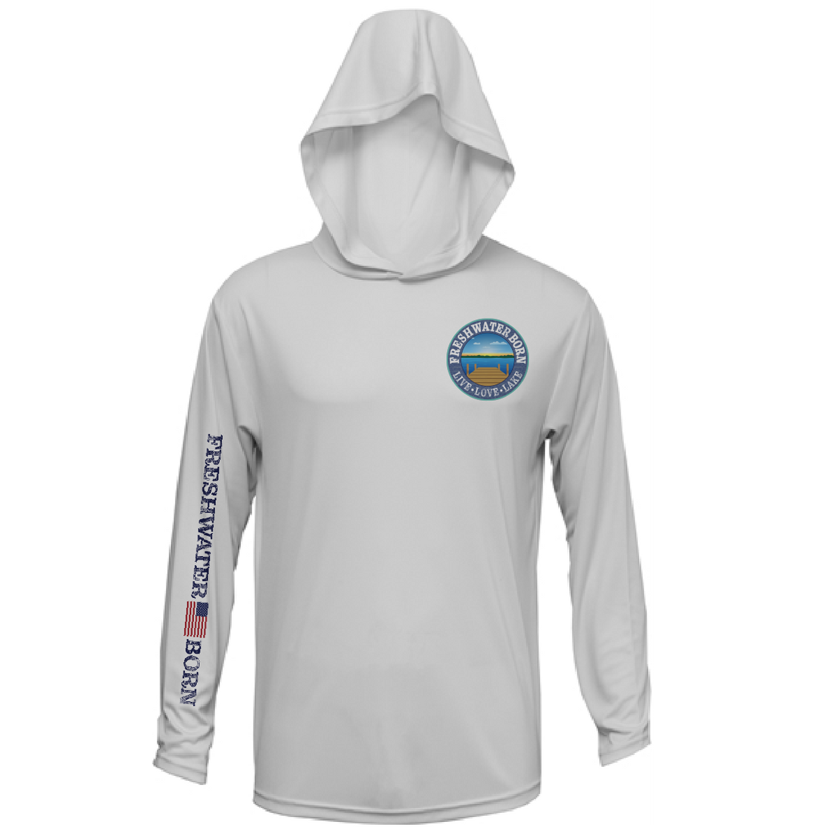 Freshwater Born Realistic Largemouth Bass Men's Long Sleeve UPF 50+ Dry-Fit Hoodie