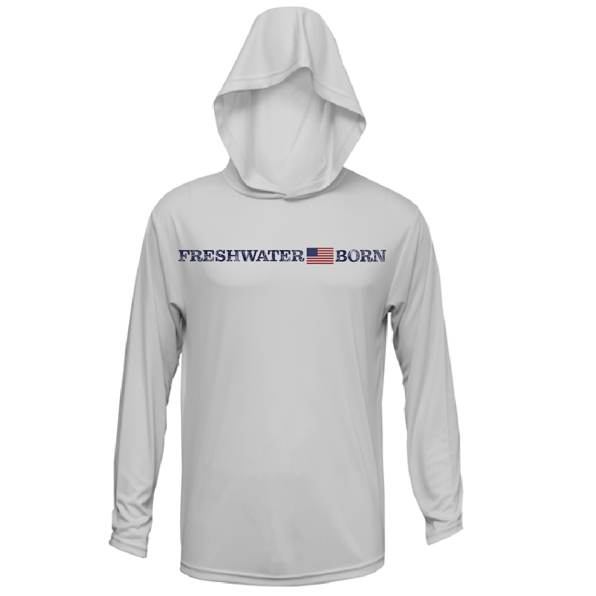 Michigan Freshwater Born Men's Linear Logo Long Sleeve UPF 50+ Dry-Fit Hoodie