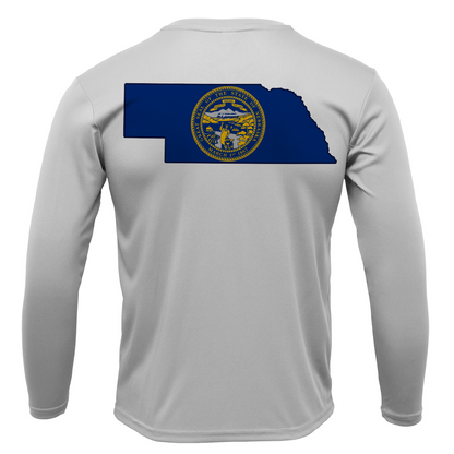 Nebraska Freshwater Born State Flag Men's Long Sleeve UPF 50+ Dry-Fit Shirt