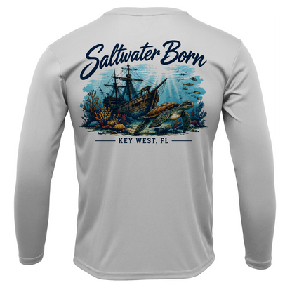 Key West, FL Sunken Pirate Ship Men's Long Sleeve UPF 50+ Dry-Fit Shirt